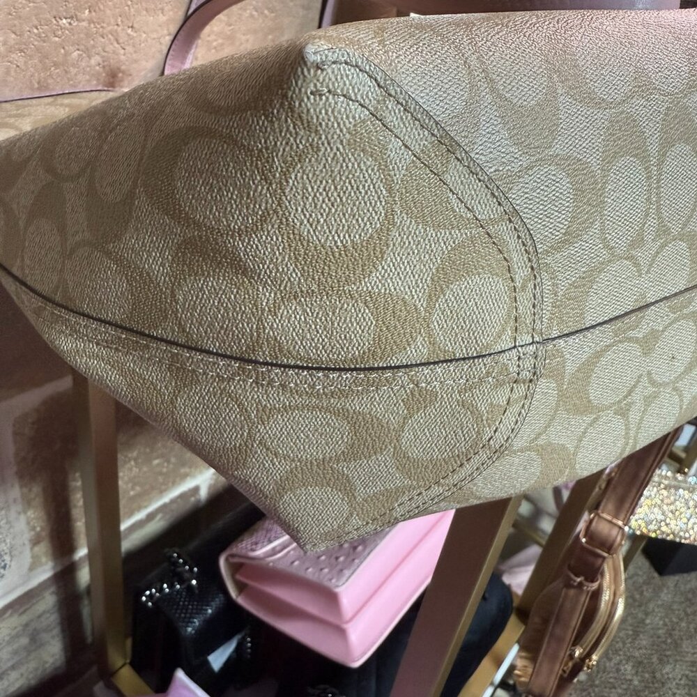 Coach Signature Canvas Tote with Lavender Trim - Picture 5 of 6